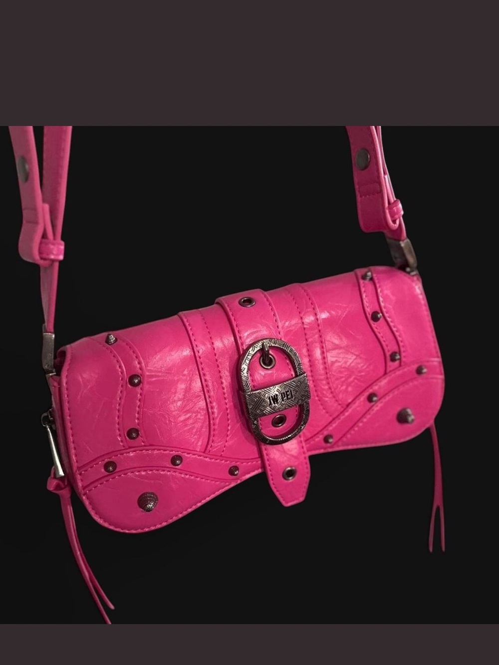 JW PEI Hot Pink Studded Shoulder Clutch